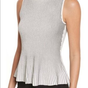 Theory Canelis Prosecco Sleeveless Peplum Knit Top